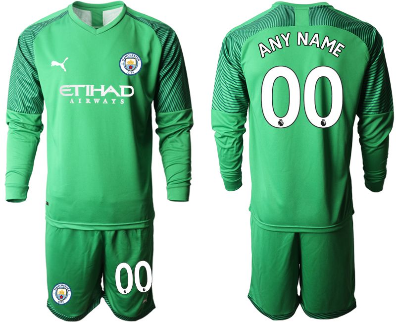 Men 2019-2020 club Manchester City green goalkeeper long sleeve customized Soccer Jerseys->customized soccer jersey->Custom Jersey